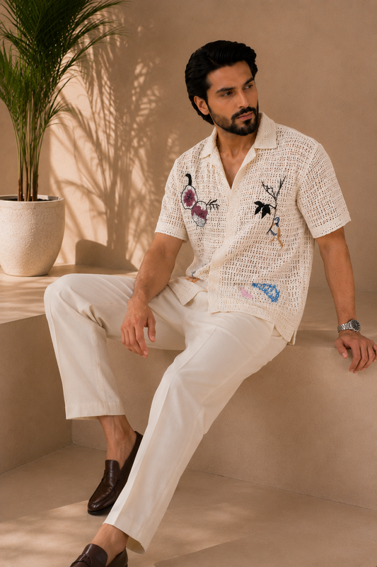 SANDSTONE Crochet Shirt — By ZAWAR