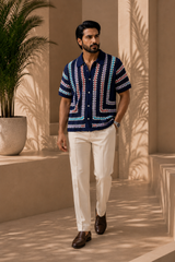 BLUE DUNE Crochet Shirt — By ZAWAR